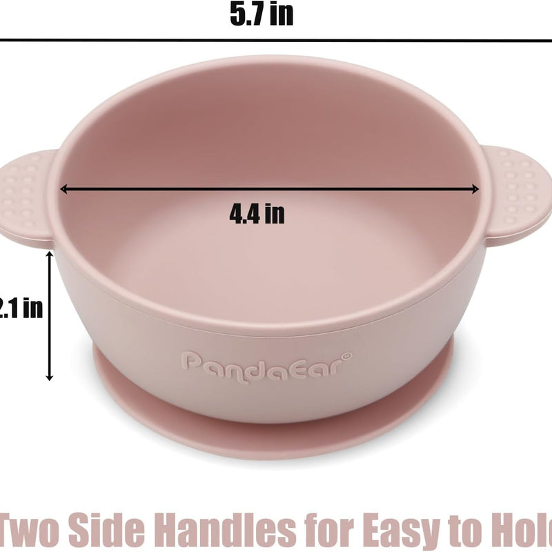 PandaEar 3 Pack Baby Bowls with Suction| Stay Put Silicone Food Bowl for Babies Kids Toddlers Infants| Food Grade Soft Safe BPA-Free Silicone (Pink)
