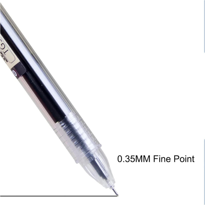 BEMLP Gel Ink Pen Japanese Style Liquid Ink Rollerball Pens Quick Drying 0.35mm Ultra Fine Point Ballpoint Maker Pen Premium for Office School Stationery Supply,12 Pcs/Set, Black