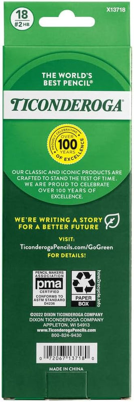 Ticonderoga Wooden Pencils, Pre-Sharpened, 2 HB Soft, Pastel Colors, 18 Count