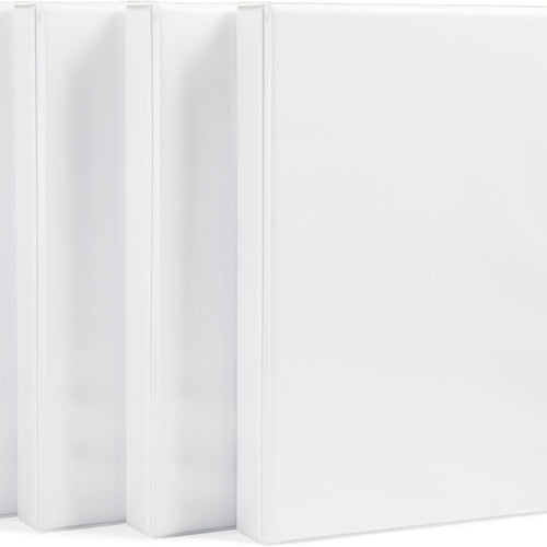 Amazon Basics 3-Ring Binder with Round Rings and Interior Pockets, 1-Inch, White, 4-Pack