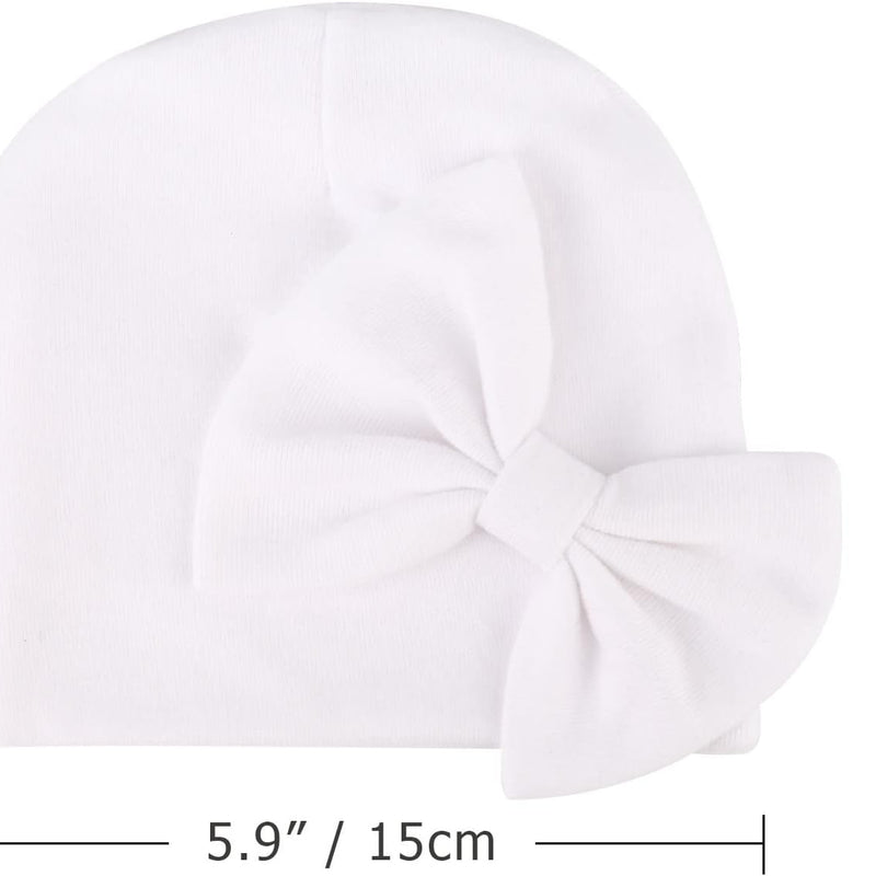 BQUBO Newborn Baby Girls Hats Mittens Set Hospital Hat Beanie Infant Bow Hats Baby Cotton Gloves for 0-6 Months