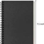 DSTELIN Blank Spiral Notebook, 2-Pack, Soft Cover, Sketch book, 100 Pages / 50 Sheets, 7.5 inch x 5.1 inch, 100GSM, (Black)