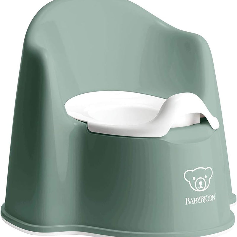 BabyBjörn Potty Chair, Deep Green/White | Potty Training Toilet, Easy-to-Clean, Removable Inner Potty, Non-Slip