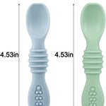 PandaEar 2 Pack Silicone Suction Plate for Baby, Divided Unbreakable Toddler Food Plate with 2 Pack Spoons for Self Feeding, Toddler Utensils Feeding Set Baby Eating Supplies, Crab Shape -Blue&Green