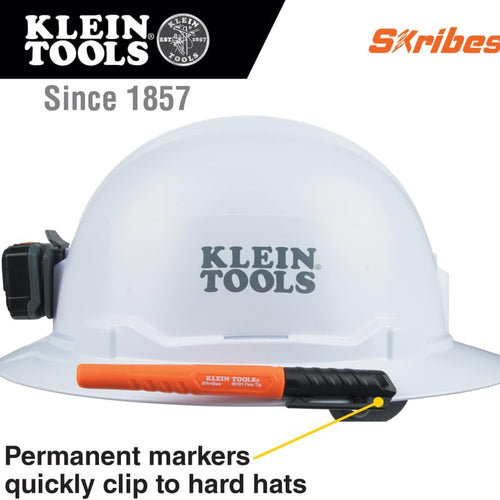 Klein Tools 8610112 Skribes Fine Tip Permanent Markers, Professional-Grade Ink, Multi-Surface Jobsite Marker for Wet, Dry and Oily Surfaces, Black, 12-Pack
