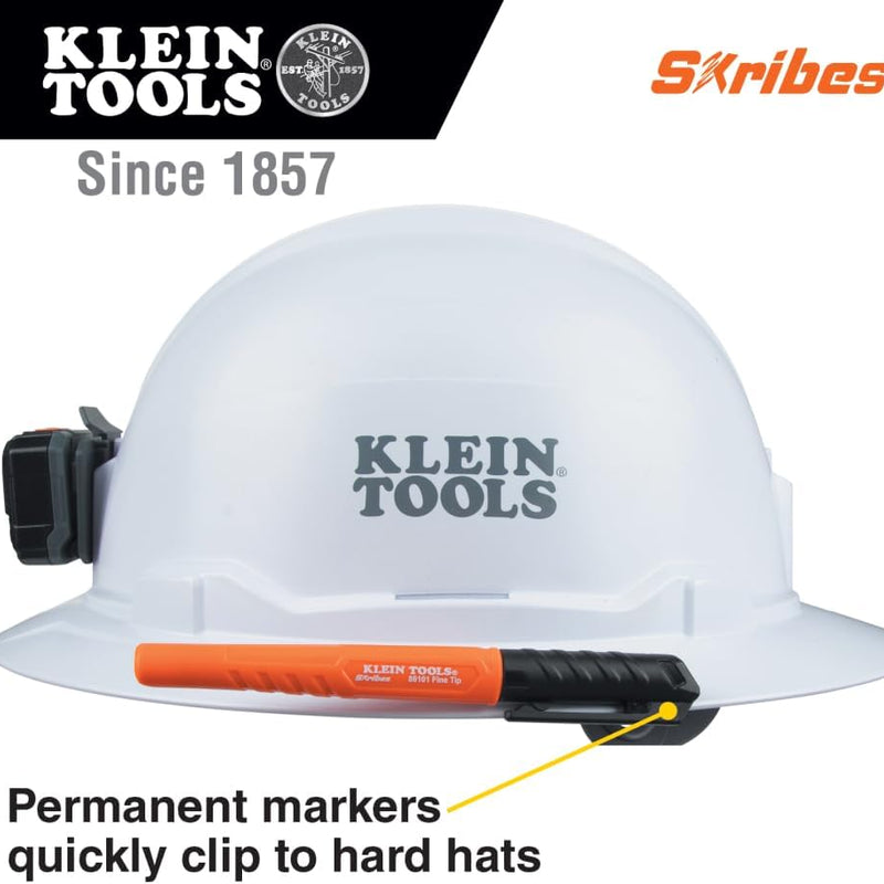 Klein Tools 8610112 Skribes Fine Tip Permanent Markers, Professional-Grade Ink, Multi-Surface Jobsite Marker for Wet, Dry and Oily Surfaces, Black, 12-Pack