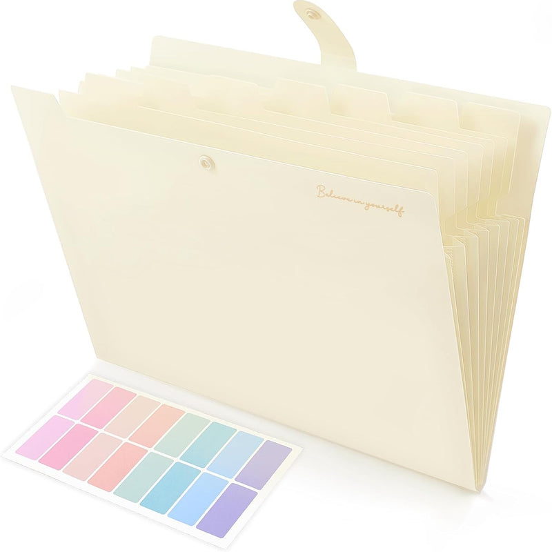SKYDUE Expanding File Folder, Accordion File Organizer with 8 Pockets, Expandable Document Paper Receipt Holder for School Office Hospital, Letter/A4 Size Pink