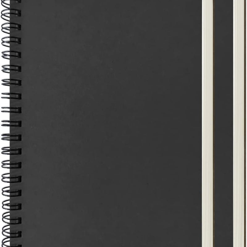 DSTELIN Blank Spiral Notebook, 2-Pack, Soft Cover, Sketch book, 100 Pages / 50 Sheets, 7.5 inch x 5.1 inch, 100GSM, (Black)