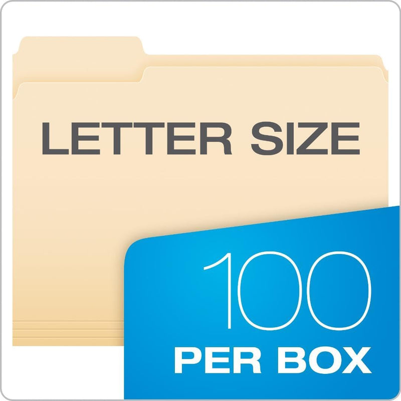 Pendaflex File Folders, 100 Pack, Durable Manila Folders, Letter Size (8.5" x 11"), 3 Top Tabs for Easy Labeling, Everyday Filing Essential for Offices, Classrooms & Home Document Organization