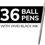 BIC Round Stic Xtra Life Black Ballpoint Pens, Medium Point (1.0mm), 36-Count Pack of Bulk Pens, Flexible Round Barrel for Writing Comfort, No. 1 Selling Ballpoint Pens