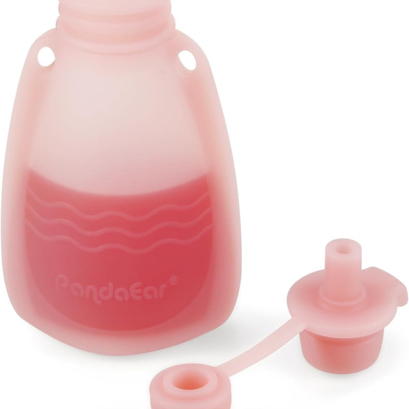 PandaEar 7 Pack Silicone Baby Food Pouches, Reusable Squeeze Pouches | BPA Free Silicone Pouches With Cleaning Brush for Toddler Kids, Refillable Food Storage, 5oz, Freezer & Dishwasher Safe