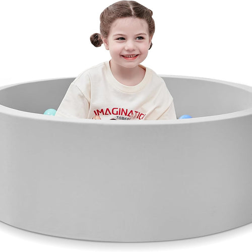 SHJADE Foam Ball Pit, 35.4"x 11.8" Ball Pits for Toddlers-Grey | Soft Memory Sponge Round Playpen Ball Pool for Kids, Ideal Gift for Babies, Indoor and Outdoor Game, Balls not Included