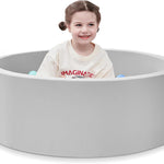 SHJADE Foam Ball Pit, 35.4"x 11.8" Ball Pits for Toddlers-Grey | Soft Memory Sponge Round Playpen Ball Pool for Kids, Ideal Gift for Babies, Indoor and Outdoor Game, Balls not Included