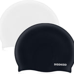 2pcs Silicone Swim Cap for Kids 6-14, High Elasticity Comfortable Non-Slip Swimming Cap for Girls & Boys, Durable Waterproof Swim Hats for Long and Short Hair, Keep Hair Dry
