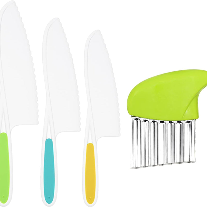 28PCS Toddler Knife Set - Kids Knifes for Real Cooking, Montessori Kids Kitchen Knife Set with Cutting Board Crinkle Cutters Kid Safe Knives, Toddlers Kitchen Tools for Age 2-10 Year Old Girl Boy