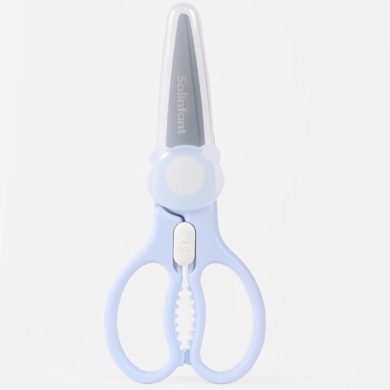 Premium Stainless Steel Portable Baby Food Safety Scissors, Detachable Feeding Shears for Toddlers Infant Kids Food Cutting Meats Noodles Vegetables with Protactive Cover