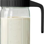 32 oz Breast Milk Pitcher, Glass Mason Jar Pitcher with Lid | Airtight, Leak Proof, Wide Mouth, Pour Spout Lid, Thick Glass, Fridge Safe, Ergonomic Handle, Easy to Clean
