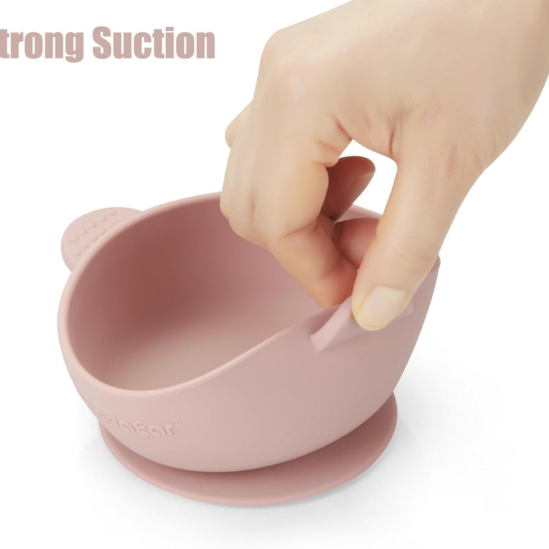 PandaEar 3 Pack Baby Bowls with Suction| Stay Put Silicone Food Bowl for Babies Kids Toddlers Infants| Food Grade Soft Safe BPA-Free Silicone (Pink)