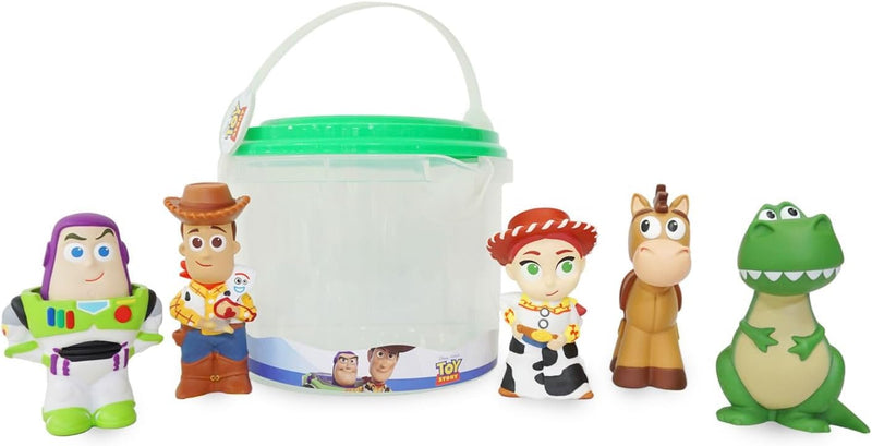 Disney Store Official Toy Story Bath Toys Set - Includes 5 Detailed Toys with a Straining Storage Bucket - Bath Time Fun & Water Play Set for Kids