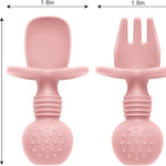 Eascrozn 2 Pack Divided Toddler Plates with Suction, Spoons and Forks Set | BPA Free, Silicone Feeding Set, Baby Led Weaning Supplies, Baby Utensils for Feeding Essentials, Dishwasher Safe
