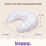Boppy Nursing Pillow - Verified Safe Breastfeeding Pillow with Softer Fill for Comfortable Support, Machine Wash & Dry Cover, Non-Toxic Materials - Gray Gentle Leaves