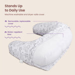 Boppy Nursing Pillow - Verified Safe Breastfeeding Pillow with Softer Fill for Comfortable Support, Machine Wash & Dry Cover, Non-Toxic Materials - Gray Gentle Leaves