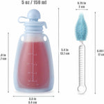 PandaEar Reusable Silicone Baby Food Pouches, 4 Pack Squeeze Pouches for Toddler Kids, BPA-Free Silicone Refillable Baby Food Storage, 5 oz