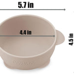 PandaEar 3 Pack Silicone Suction Baby Bowls & 3 Baby Feeding Spoons | Non-Slip Stay Put Bowls & Soft Silicone First Stage Spoons for Toddlers, BPA-Free Baby Led Weaning Set, Linen Brown Tan