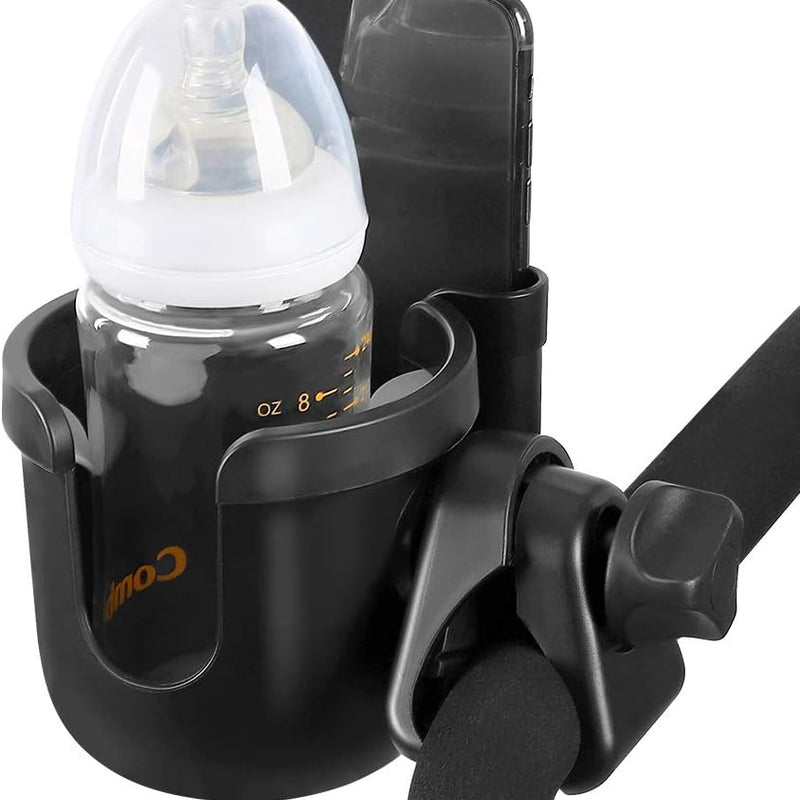 Accmor Stroller Cup Holder with Phone Holder, Bike Cup Holder, Universal Cup Holder for Uppababy Nuna Doona Strollers, 2-in-1 Cup Holder for Walker, Wheelchair, Scooter