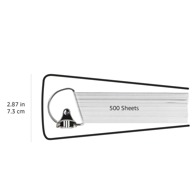 Amazon Basics 3 Ring Binders, 2 Inch, D-Ring Organizer for School, Home Office, White, 4 Pack