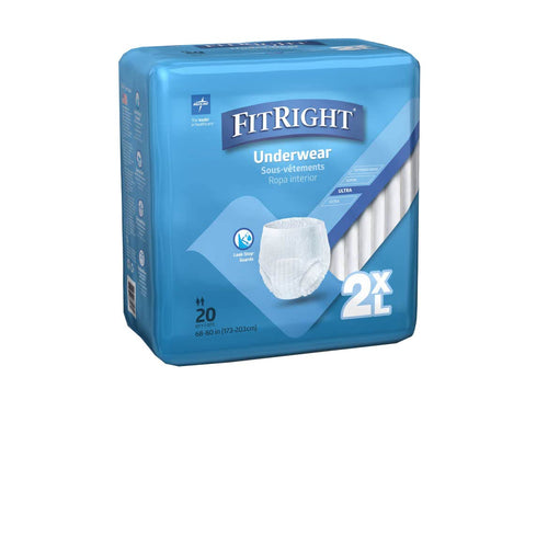 FitRight Adult Incontinence Underwear, Heavy Absorbency, XX-Large, 68-80 (20 Count)
