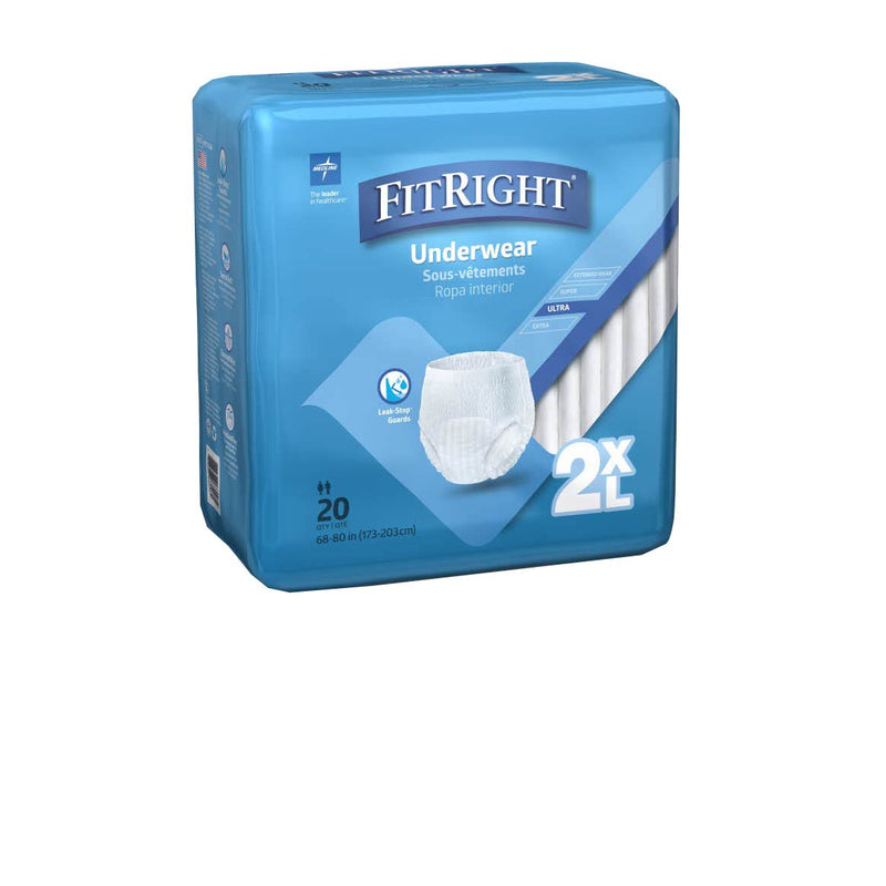 FitRight Adult Incontinence Underwear, Heavy Absorbency, XX-Large, 68-80 (20 Count)