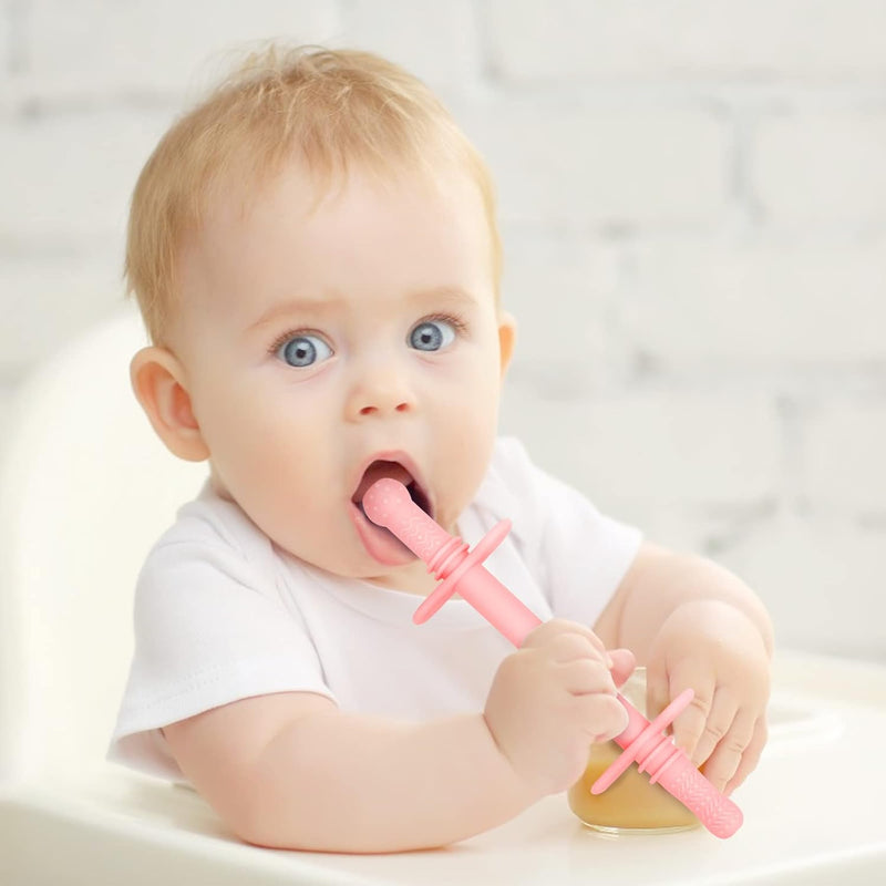 5Pcs Silicone Teether Tube Chew Straw Toy for Infants Toddlers, BPA Free, Freezable, Dishwasher Safe