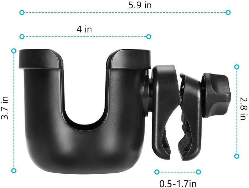 Accmor Stroller Cup Holder, Drinks Holder Bike Walker Wheelchair | 360° Rotatable Attachment Accessories for Uppababy Nuna Doona Strollers Scooter