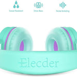 ELECDER i37 Kids Headphones for School Children Girls Boys Teens, Green | Foldable Adjustable Lightweight, 3.5mm Audio Jack On Ear Headphones for Smartphones Chromebook Computer PC Tablets Travel