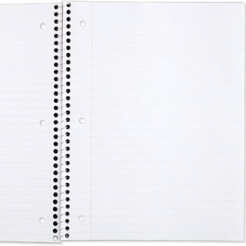 Mead Spiral Notebook, 6 Pack, 1 Subject, Wide Ruled Paper, 7-1/2" x 10-1/2", 70 Sheets per Notebook, Colors Will Vary (930201-ECM25)