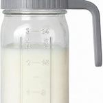 32 oz Breast Milk Pitcher, Glass Mason Jar Pitcher with Lid | Airtight, Leak Proof, Wide Mouth, Pour Spout Lid, Thick Glass, Fridge Safe, Ergonomic Handle, Easy to Clean