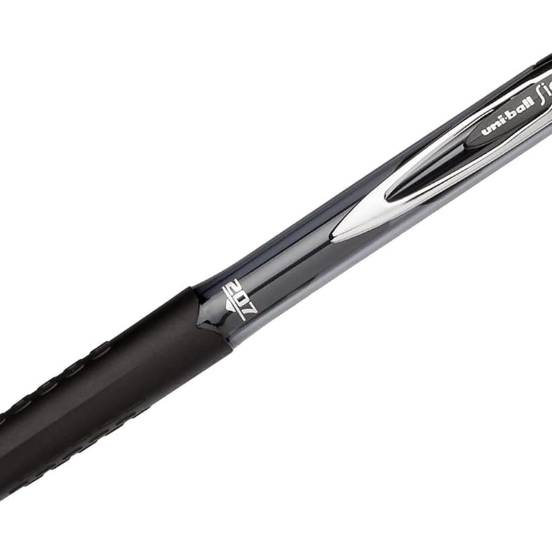 uniball™ 207 Gel Pens, Black Ink, 0.7mm Medium Point, Retractable, 12 Count, Smooth Writing, Fraud-Resistant, uni Super Ink™