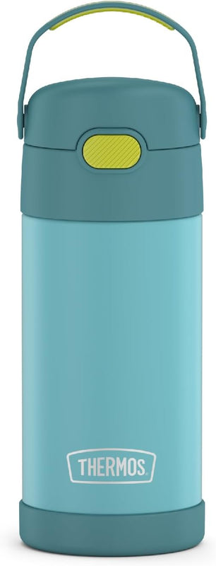 THERMOS FUNTAINER Water Bottle with Straw, 12oz, Construction | Kids Stainless Steel Insulated Water Bottle, Keeps Drinks Cold Longer for School & Play, BPA-Free