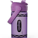 CamelBak Crayola Flip Straw Kids Water Bottle with Bite Valve, Tritan Renew Design for School and Everyday Use, 14oz, Violet