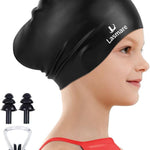 Silicone Swim Cap for Kids with Long Hair, 3 Sizes for Toddlers, Children & Teens Age 1–15, Waterproof Swimming Hat for Girls & Boys