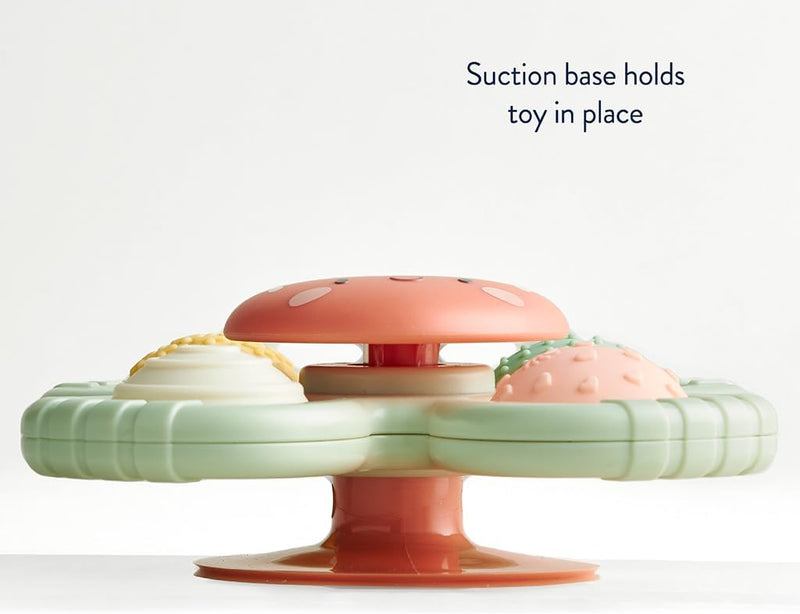 Itzy Ritzy Fidget Spinner Travel & Bath Toy - Textured Silicone Popper, Suction Cup Base for Stable Play