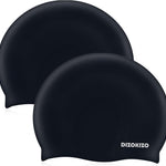 2pcs Silicone Swim Cap for Kids 6-14, High Elasticity Comfortable Non-Slip Swimming Cap for Girls & Boys, Durable Waterproof Swim Hats for Long and Short Hair, Keep Hair Dry