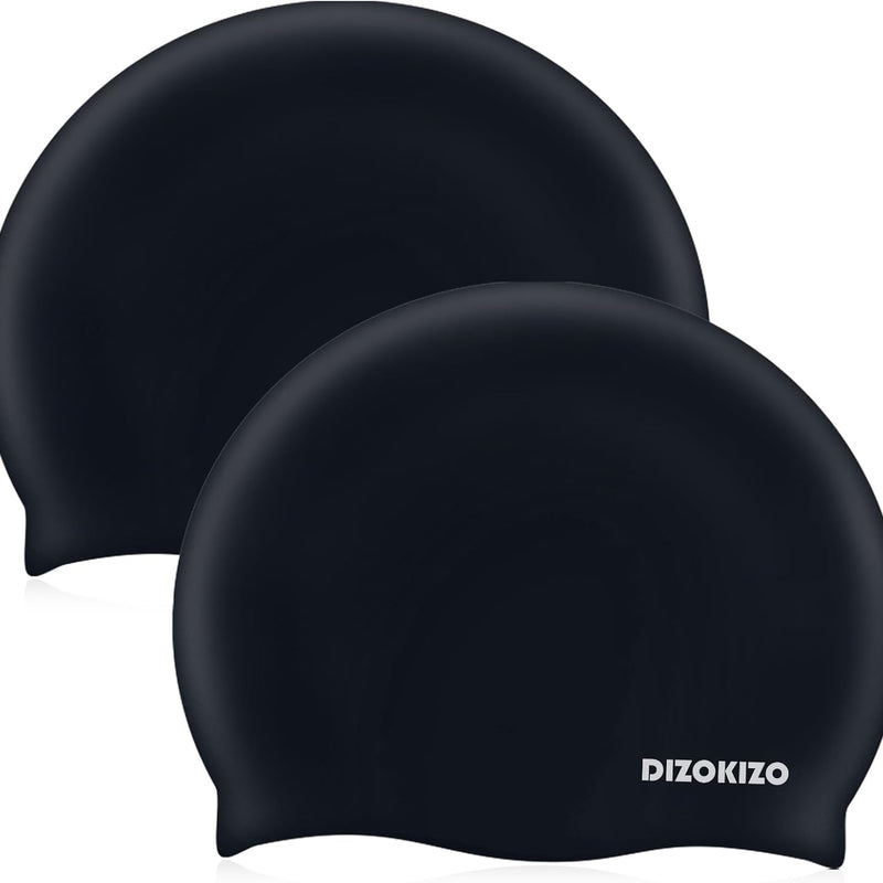 2pcs Silicone Swim Cap for Kids 6-14, High Elasticity Comfortable Non-Slip Swimming Cap for Girls & Boys, Durable Waterproof Swim Hats for Long and Short Hair, Keep Hair Dry