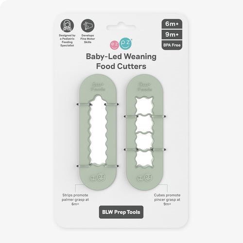ezpz Baby-Led Weaning Food Cutters (2 pack in Sage) - 6/9 Months + | Food Prep for Infants - Designed by a Pediatric Feeding Specialist
