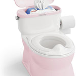 CheerTry 2-in-1 Toddler Potty Training Toilet with Detachable Training Seat | Large Potty Chair, Realistic Flushing Sound for Boys & Girls Ages 1-3 with Wipes Storage, Toilet Paper Holder - Pink