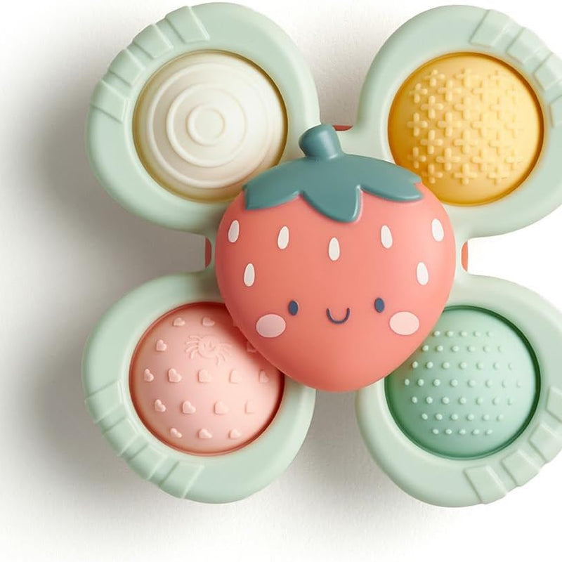 Itzy Ritzy Fidget Spinner Travel & Bath Toy - Textured Silicone Popper, Suction Cup Base for Stable Play