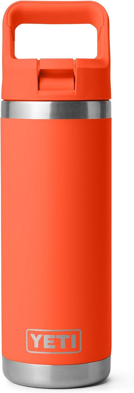 YETI Rambler 18 oz Bottle, Vacuum Insulated, Stainless Steel with Color Matching Straw Cap, Tropical Pink