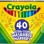 Crayola Ultra Clean Fine Line Washable Markers (40ct), School Supplies, Classroom Teacher Must Haves, Homeschool Essentials, Gifts for Kids, Ages 3, 4, 5