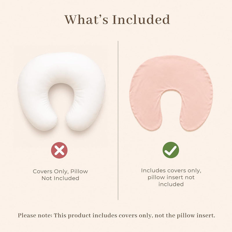 Konssy 2 Pack Nursing Pillow Covers, Soft Stretchy Cover for Breastfeeding | Covers Only, Milk Silk Fabric, Breathable & Machine Washable, Slipcovers for Newborn Baby Boy Girl, (Pink Spring,pink)